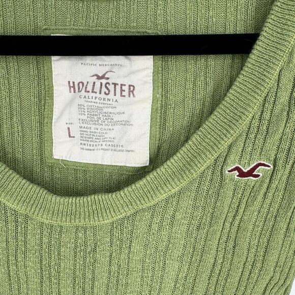 Vintage y2k 90s Hollister sweater large L slim ribbed fitted stretch round neck - Picture 4 of 4